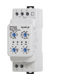 Power Electronics Μονοφασικός Επιτηρητής Τάσης Ράγας με Ρυθμιζόμενα Όρια Τάσης & Χρόνους Επανεκκίνησης/Αδράνειας PT535