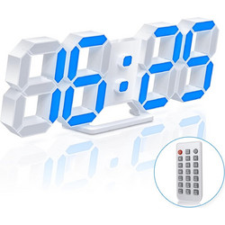 EDUP EH-LED1319 3D LED Wall Clock 9.5 Remote Control Digital Nightlight