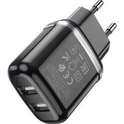 Hoco N4 Aspiring Φορτιστής Χωρίς Καλώδιο με 2 Θύρες USB-A Black