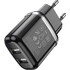 Hoco N4 Aspiring Φορτιστής Χωρίς Καλώδιο με 2 Θύρες USB-A Black