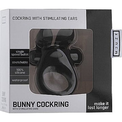 Shots Mjuze Bunny Cockring 3cm Ελαστικό Δαχτυλίδι Πέους Σιλικόνης με Δόνηση 3cm Μαύρο