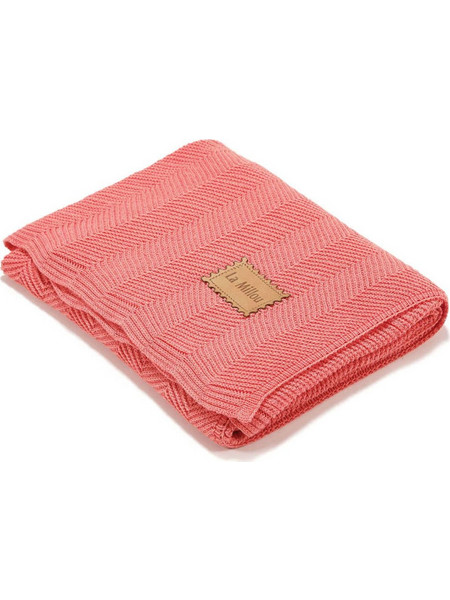 La Millou Herringbone Bamboo Papaya Κουβέρτα Αγκαλιάς Πλεκτή 80x90 Κοραλί