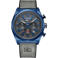 Curren Ανδρικό Ρολόι με Γκρι Δερμάτινο Λουράκι 8392 Grey