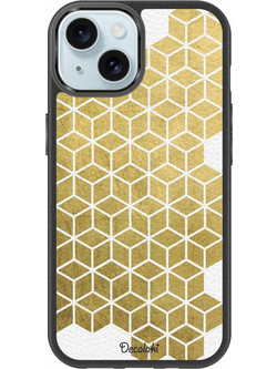 Gold Cubes Θήκη Κινητού Σχέδιο 50038 - iPhone, iPhone 15, Premium Leather Feel Case