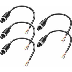 Aviation Connector Sensor Cable, M12 A-Code 4 Pin, 22 cm, 5 Pack