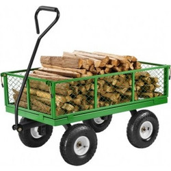 VEVOR 900 Lbs (408,23 kg) Steel Garden Cart on Wheels, Βαρέως Τύπου Τραβηχτό Καρότσι Κήπου, Εξωτερικό Μεταλλικό Καρότσι Χρήσης με 10" (25,4 cm) Ελαστικά και Αποσπώμενα Πλευρά Δικτυωτού (Μετατροπή σε Ε