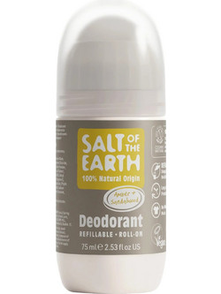 Salt of the Earth Vegan Amber Sandalwood Refillable Φυσικό Αποσμητικό Roll On Χωρίς Αλουμίνιο 75ml