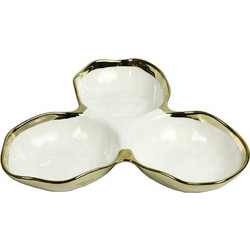 Ορντεβιέρα 3 Θέσεων 013.809778 Φ26x4cm White-Gold Κεραμικό
