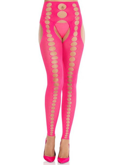 LEG AVENUE - STRAPLESS AND SEAMLESS OPAQUE STOCKINGS NEON PINK
