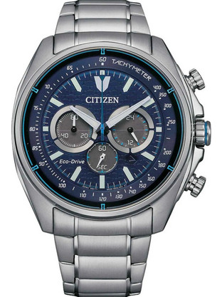 Citizen Eco-Drive Ανδρικό Ρολόι Χρονογράφος Solar με Ασημί Μεταλλικό Μπρασελέ CA4560-81L