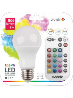 Avide E27 Λάμπα Smart LED IR Remote 9W RGB+W