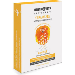 Macrovita Βιταμίνη C Καραμέλες για Ερεθισμένο Λαιμό Πρόπολη & Λεμόνι 47gr