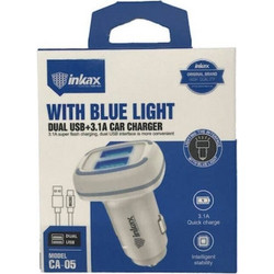 Inkax CA-05 Car Charger with USB Port and Micro Port - Color: White