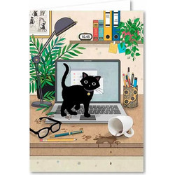 Bug Art κάρτες BLACK INK LAPTOP KITTY