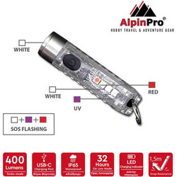 Φακός Alpine 400 Lumens - Λευκό-ALPINPRO