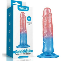 Lovetoy Dazzle Studs 7" Ρεαλιστικό Dildo με Βεντούζα 18cm Μπλε Ροζ