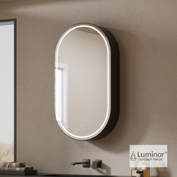 Luminor Jazz Οβάλ Καθρέπτης Μπάνιου Led με Ντουλάπι & Ράφι Ξύλινος 308-5027