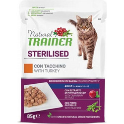 Natural Trainer Adult Cat Sterilised Turkey 85gr