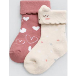 Βρεφικές Κάλτσες Για Κορίτσια Ysabel Mora Hearts-Πουά (2 Pack) - Πολύχρωμα