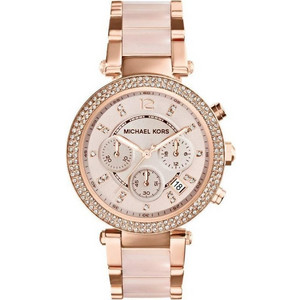 Michael Kors Parker Γυναικείο Ρολόι Χρονογράφος με Ροζ Χρυσό Μεταλλικό Μπρασελέ MK5896
