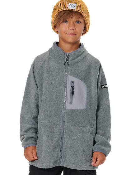 Body Action Παιδική Ζακέτα Fleece με Κουκούλα και Φερμουάρ Γκρι 074505-01