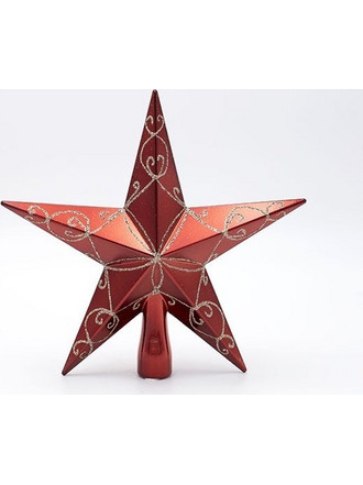 ΠΛΑΣΤΙΚΗ ΚΟΡΥΦΗ, KOKKINH, ΜΕ ΧΡΥΣΟ GLITTER, 20cm