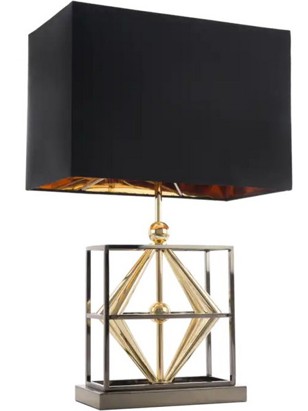 Table Lamp QUITO T01939BK AU - Μοντέρνο γεωμετρικό φωτιστικό με κομψή διχρωμία Μαύρο Χρυσό