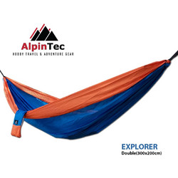AlpinTec Explorer 300x200 - Διπλή Αιώρα Parachute Ripstop με Ιμάντες & Καραμπίνερ (200 kg) Χρώμα: Blue/Orange
