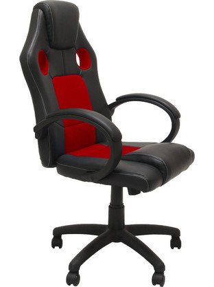 Fotel Enzo Καρέκλα Gaming Δερματίνης Μαύρη Κόκκινη CZER-CZAR