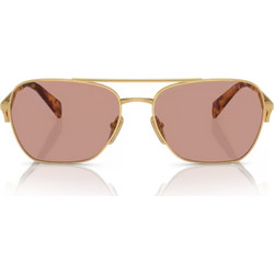 Prada SPRA50 5AK/08M Ανδρικά Γυαλιά Ηλίου Τετράγωνα Μεταλλικά Χρυσά με Ροζ Polarized Φακό
