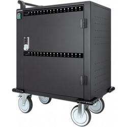 Manhattan iPad to 13" MacBook Air to 13" & Chromebook to 14" 32-bay Charging Trolley/Cart via USB-C, Also other tablets/smartphones (with device to USB-C cable) Bays 330x22x235mm, Device charging cabl