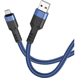 Καλώδιο Σύνδεσης Hoco U110 USB σε Micro-USB 2.4A Υψηλής Αντοχής Braided Μπλε 1.2m
