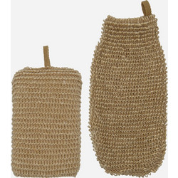 Meraki Sponge and Exfoliating Glove Nature L:14, 20cm, W:9,5, 11cm, H:5, 1cm Σφουγγάρι & Γάντι Απολέπισης