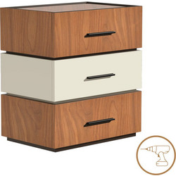 Κομοδίνο Sonlen pakoworld mdf σε καρυδί-μπεζ απόχρωση 60x40x66εκ