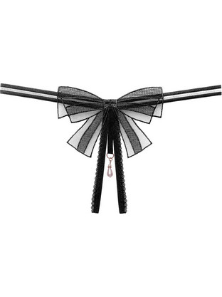 Women Sexy Open Thong Black