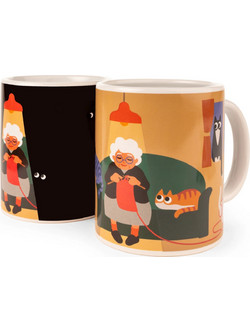 ΚΟΥΠΑ ΠΟΥ ΑΛΛΑΖΕΙ ΜΕ ΤΗΝ ΘΕΡΜΟΤΗΤΑ KIKKERLAND MORPH MUG CAT LADY CU379