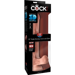 Pipedream King Cock Plus 12" Triple Density Ρεαλιστικό Dildo με Βεντούζα & Όρχεις 33cm Flesh