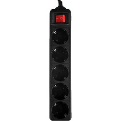 LAMTECH POWER STRIP WITH SWITCH 5 OUTLETS BLACK 1.5M