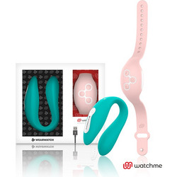 Wearwatch Dual Pleasure Wireless Watchme Διπλός Δονητής για Ζευγάρια με Τηλεχειριστήριο Light Aquamarine Coral