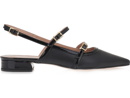 Γυναικείο Slingback Δερμάτινο Σε Χρώμα Μαύρο MOURTZI 1/15520