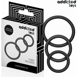 Addicted Toys Set of Silicone Rings Model 2 Σετ Ελαστικά Δαχτυλίδια Πέους Σιλικόνης Μαύρα 3τμχ