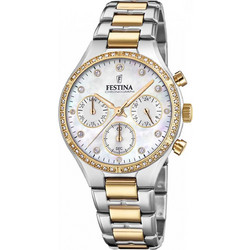 Festina Γυναικείο Ρολόι Χρονογράφος με Ασημί Μεταλλικό Μπρασελέ F20402/1