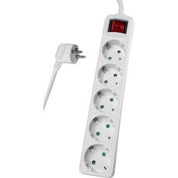 POWERTECH πολύπριζο PT-876, 5x schuko, 16A, 3m, λευκό