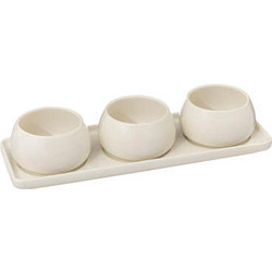 Μπωλ σερβ.NORASTONEWARE λευκό σετ3 σε βάση Φ9,5 Η5cm - Plastona