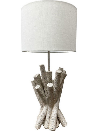 WOODLAND ΦΩΤΙΣΤΙΚΟ ΕΠΙΤΡΑΠΕΖΙΟ 26x26x18 POLYRESIN ΛΕΥΚΟ ΥΦΑΣΜΑ OFF WHITE c497125