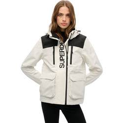 Superdry Γυναικείο Μπουφάν Χειμωνιάτικο Softshell Μακρύ Αντιανεμικό Λευκό W5011847A-YHM