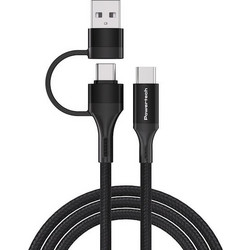 Powertech Braided USB 2.0 Cable USB-C male - USB-C 60W Μαύρο 1.5m (TR-0158)