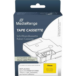 Ετικέτες Γενικής Χρήσης Mediarange (Dymo(R) D1/45808/S0720880) 19mm, 7m, Laminated and Permanent Adhesive, Black on Yellow Μαύρο κείμενο σε κίτρινο φόντο