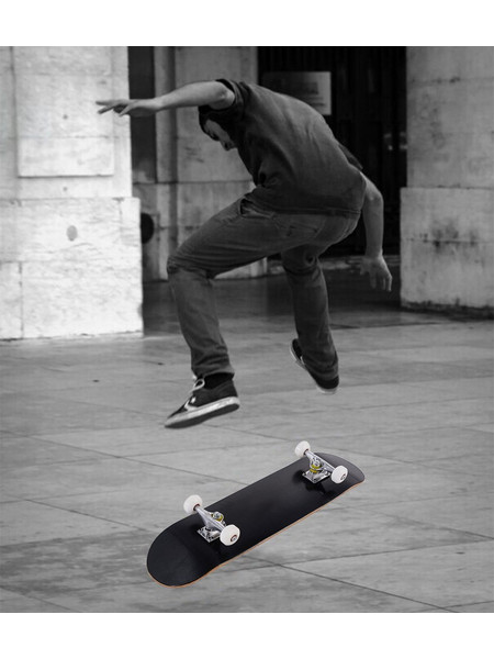 Costway Μαύρο Ξύλινο Μίνικρουζερ Longboard 20x79cm SP37670DK