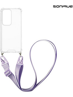 Sonique Armor Clear Θήκη Σιλικόνης με Strap (Oppo Reno12 5G) Λιλά